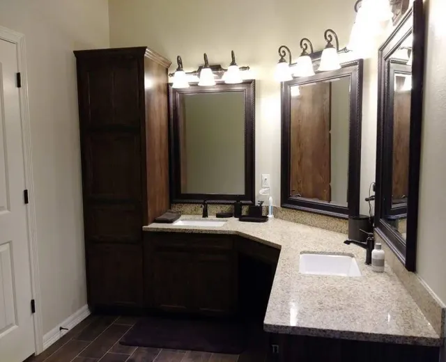 Streak-free bathroom vanity in a Tamiami-area home after an Ire Cleaning Services clean