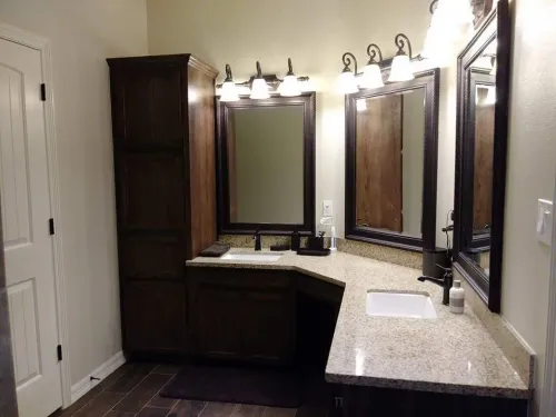 Streak-free double bathroom vanity mirrors after cleaning